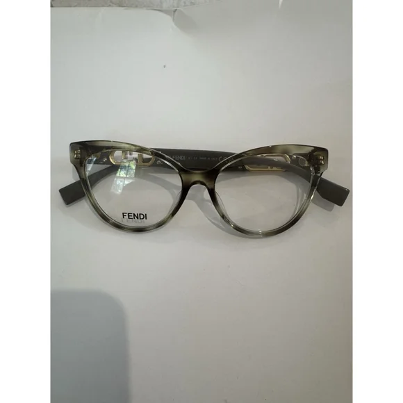 Fendi FE50026I 056 Eyeglasses Havana Cat-eye Olive Green